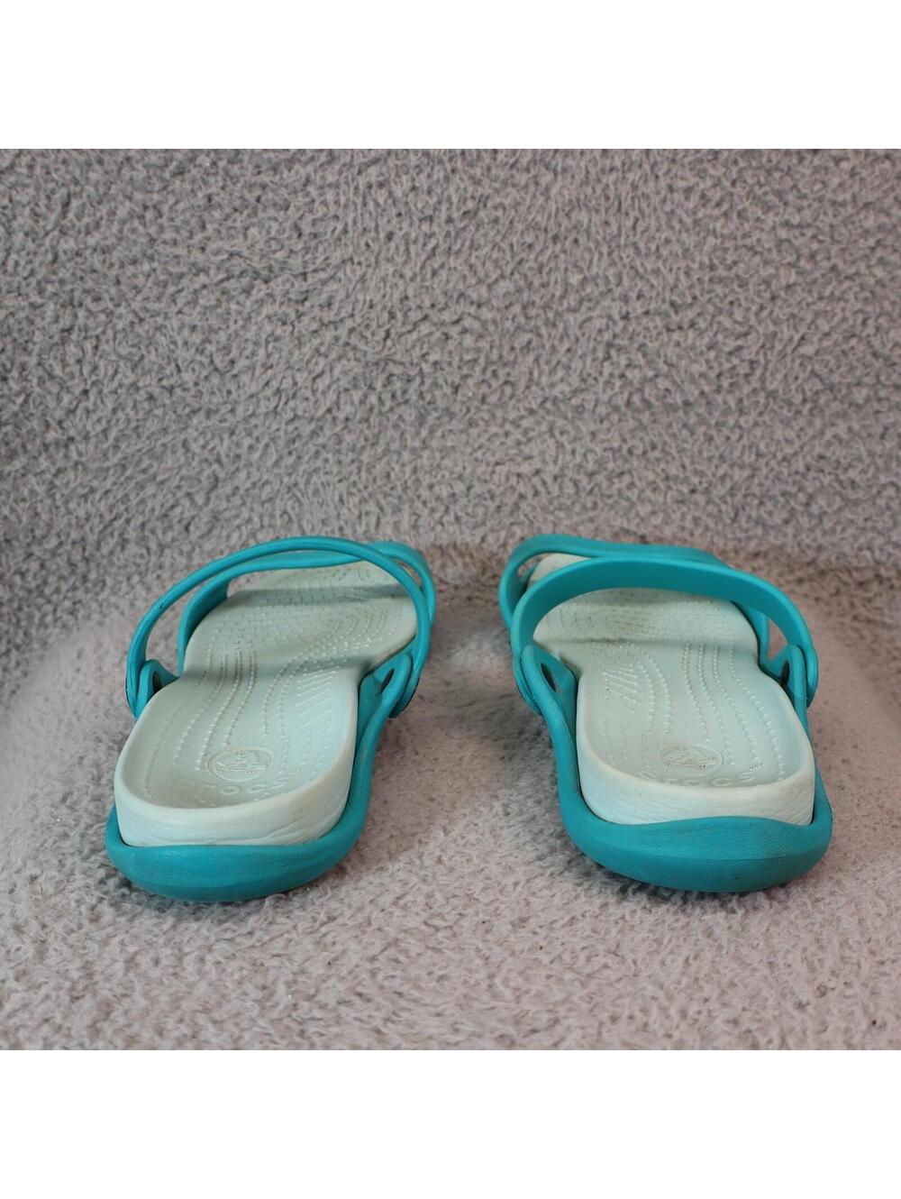 Crocs Cleo Slide Sandals Green Women Size 8 Slip On Flat - Picture 5 of 8